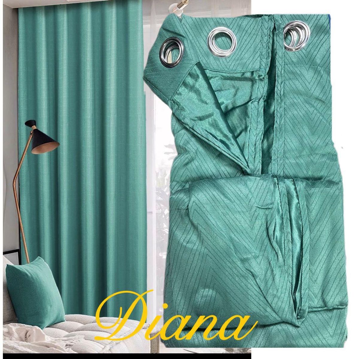 DIANA - CORTINA DOBLE TELA 2 LIENZO CON RELIEVE 140X230 C/U COLOR TURQUESA.