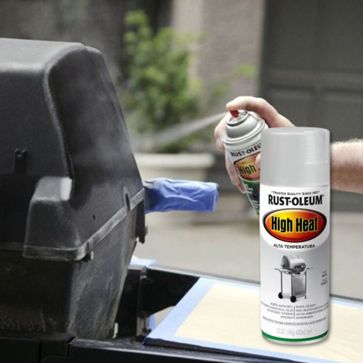 RUST OLEUM - Pintura Alta Temperatura Plata Mate 430mL
