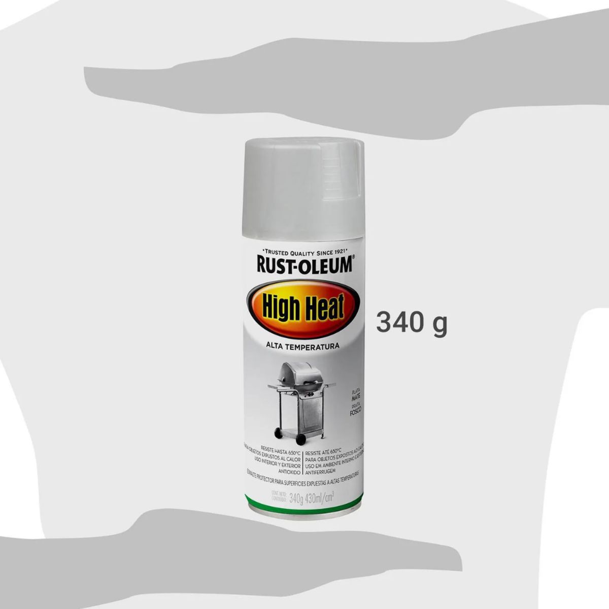 RUST OLEUM - Pintura Alta Temperatura Plata Mate 430mL