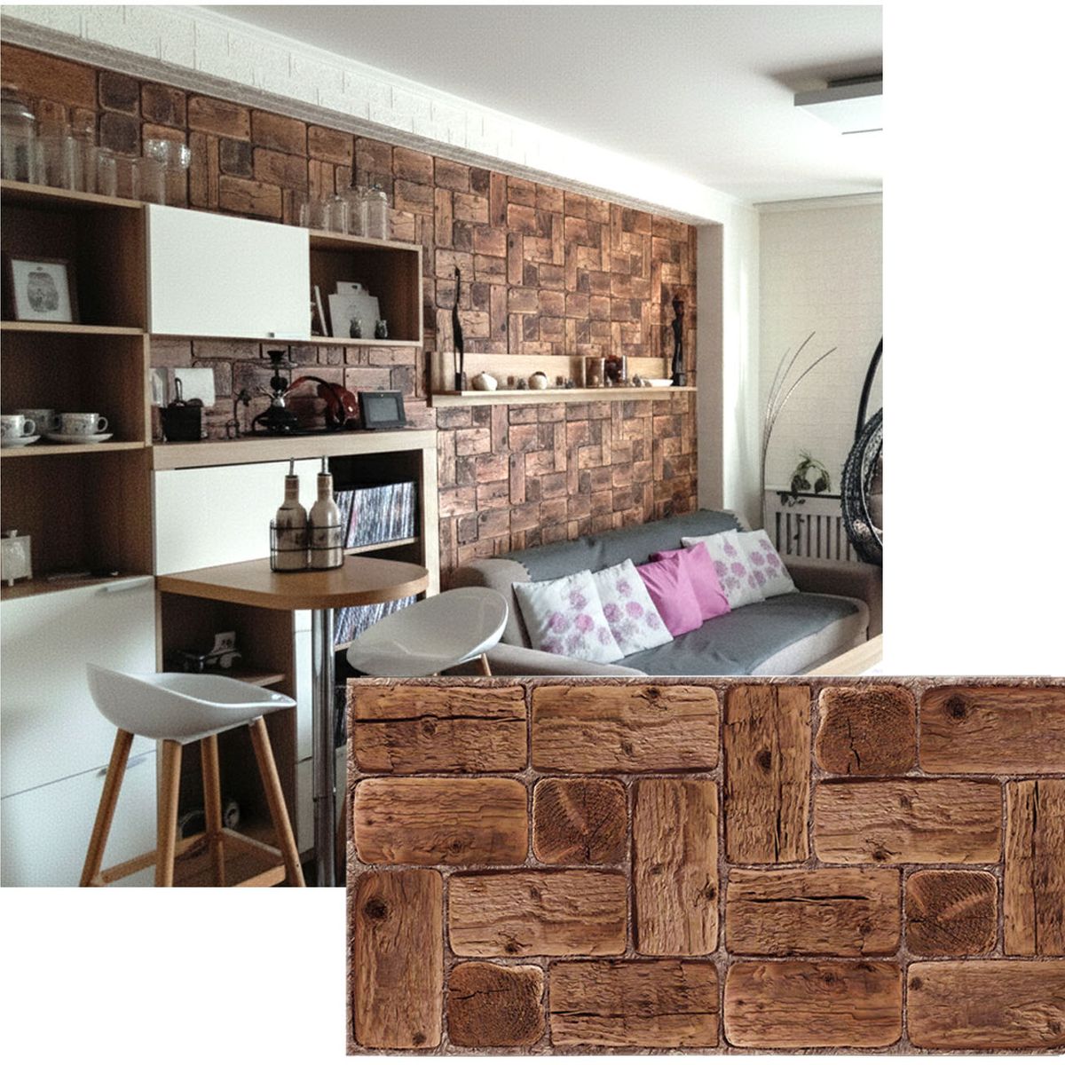 MERCAR RAY - Wall Panel PVC Relieve 96 X 47.9 cm PINE WOOD 4.6m² (10 Paneles)