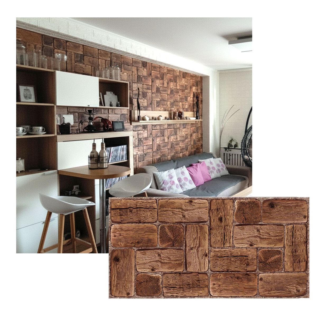 MERCAR RAY - Wall Panel PVC Relieve 96 X 47.9 cm PINE WOOD 4.6m² (10 Paneles)