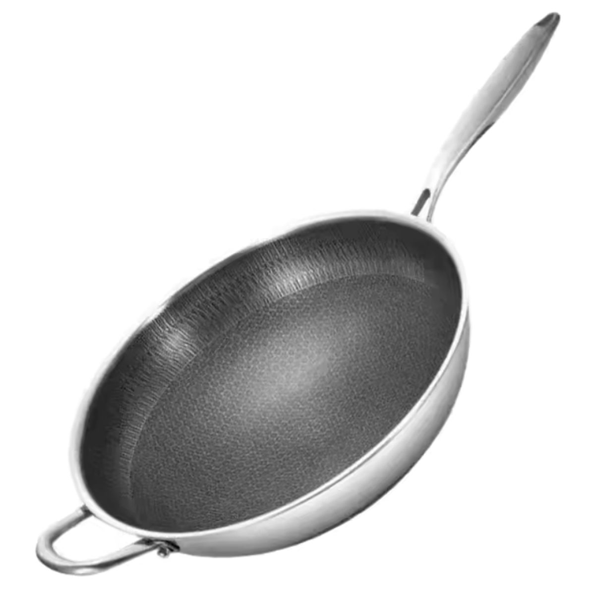 GENERICO - Wok Acero Inoxidable 34cm Antiadherente Panal Doble Asa GasInducción