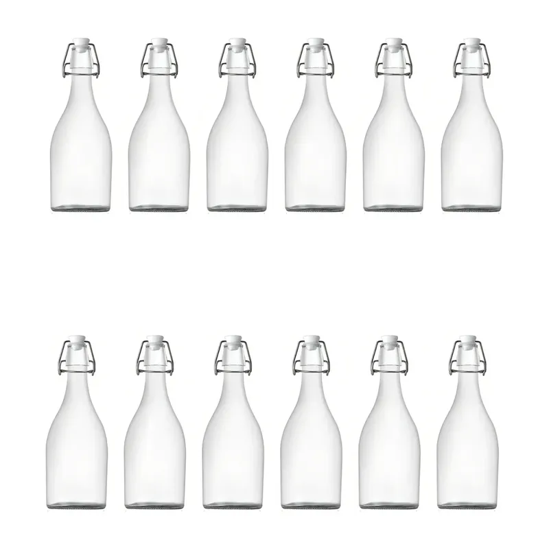 GENERICO - Caja de 12 Botellas de Vidrio Jugos 1000ml Color Transparente