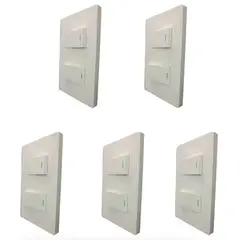 WANT - Pack x5 Interruptor Doble 9/12 250v 16A Certificado SEC Blanco