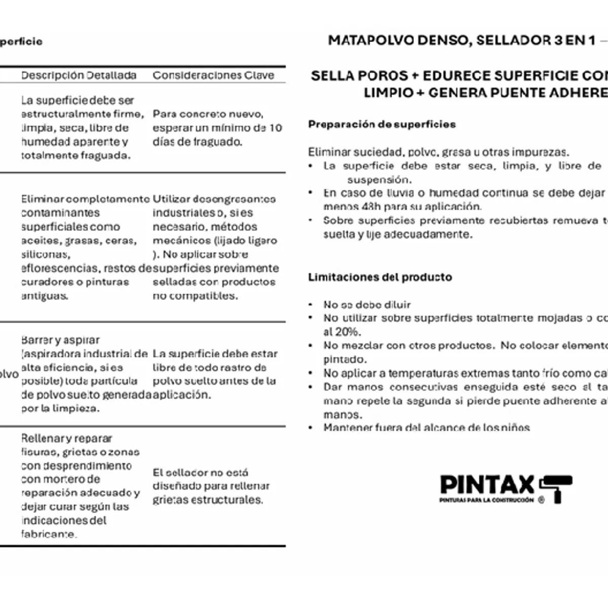 BAUM - Sellador Matapolvo PINTAX 3 en 1 Puente de Adherencia para Epóxicos