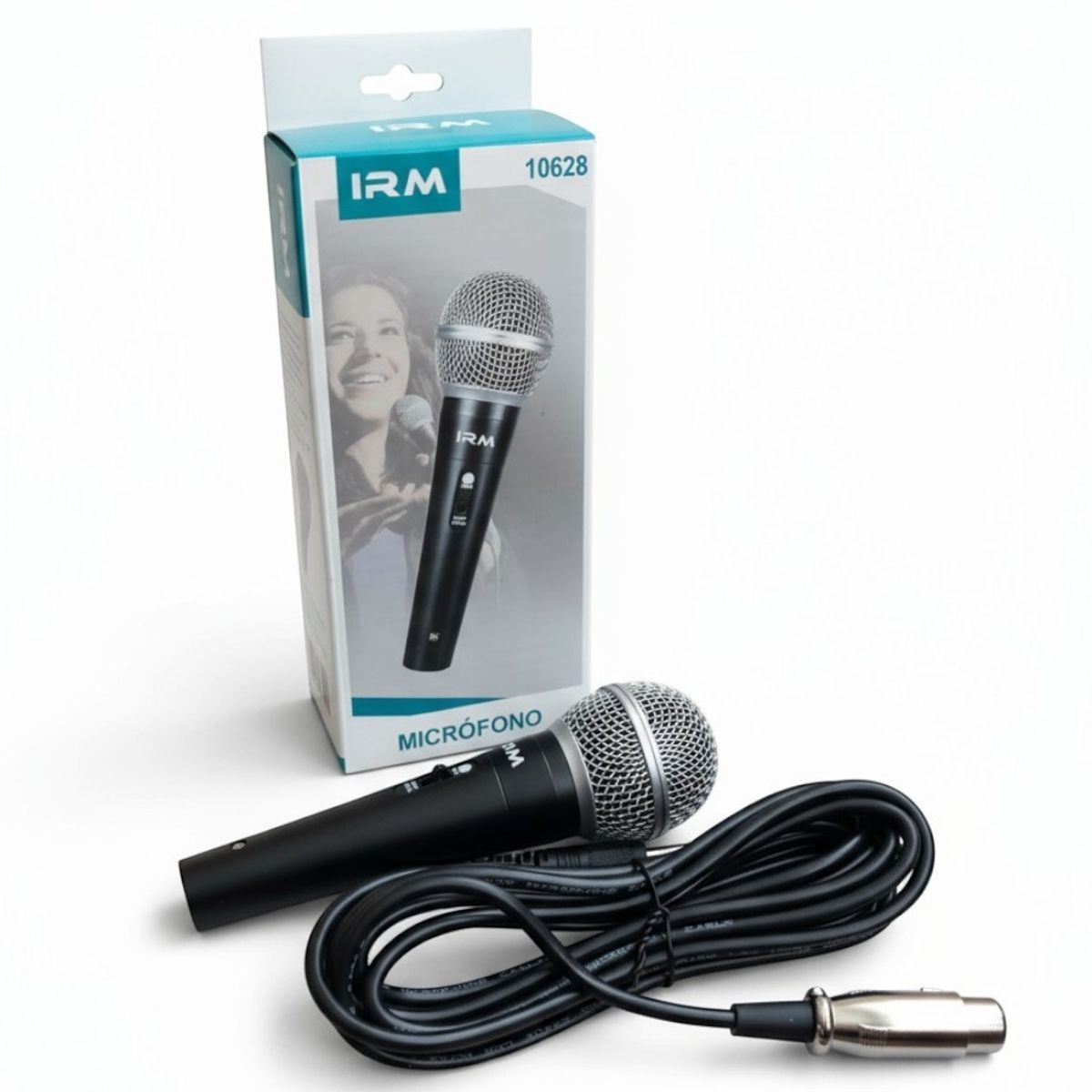 IRM - Micrófono Para Cantar Vocal dinamico Karaoke IRM  Pro 10628 + Cable Xlr 3 mts