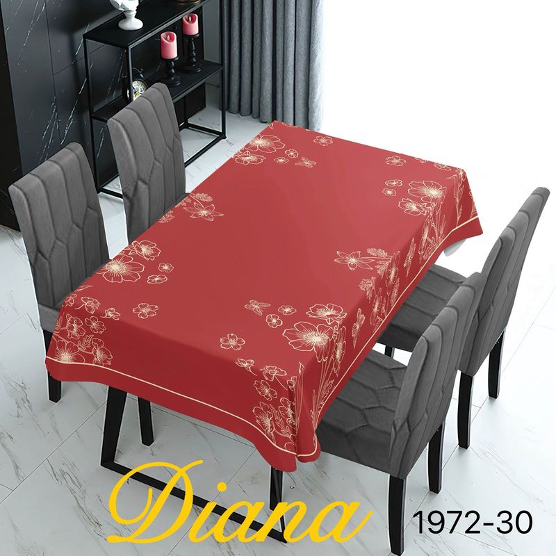 DIANA - MANTEL RECTANGULAR ANTIMANCHA CON DISEÑO ROJO FLORES 140X200CM