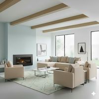 Living 311 Emiratos Beige claro Seccional + 3 poltronas resortes