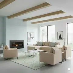 SITIAL HOME - Living 311 Emiratos Beige claro Seccional + 3 poltronas resortes