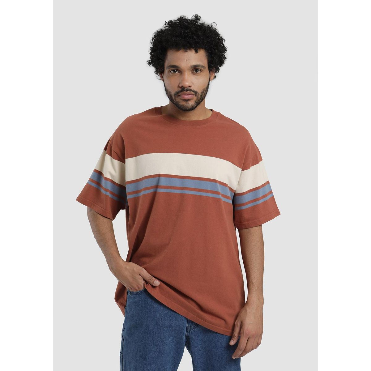 KAYA UNITE - Polera Hombre Heavyweight Rayas