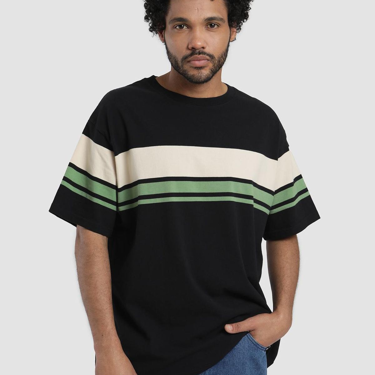 KAYA UNITE - Polera Hombre Heavyweight Rayas