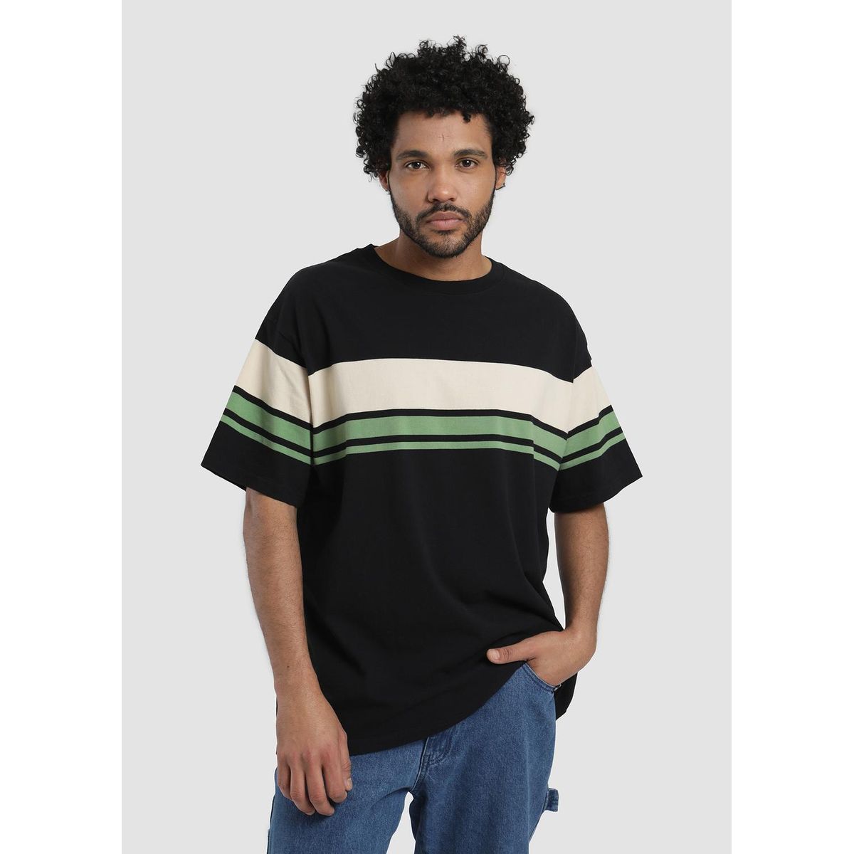 KAYA UNITE - Polera Hombre Heavyweight Rayas
