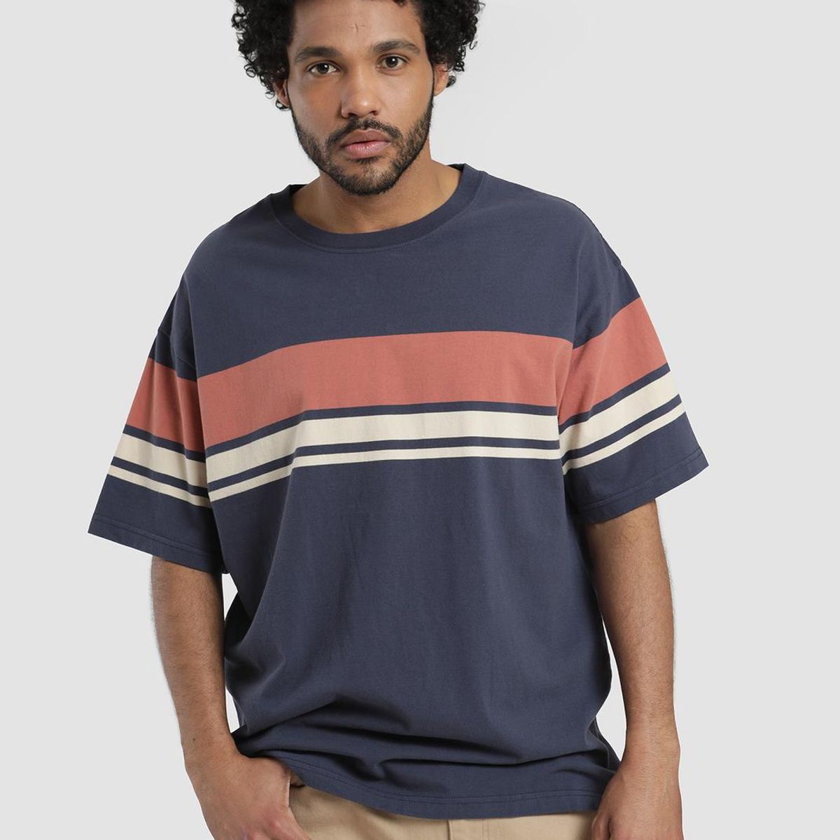 KAYA UNITE - Polera Hombre Heavyweight Rayas