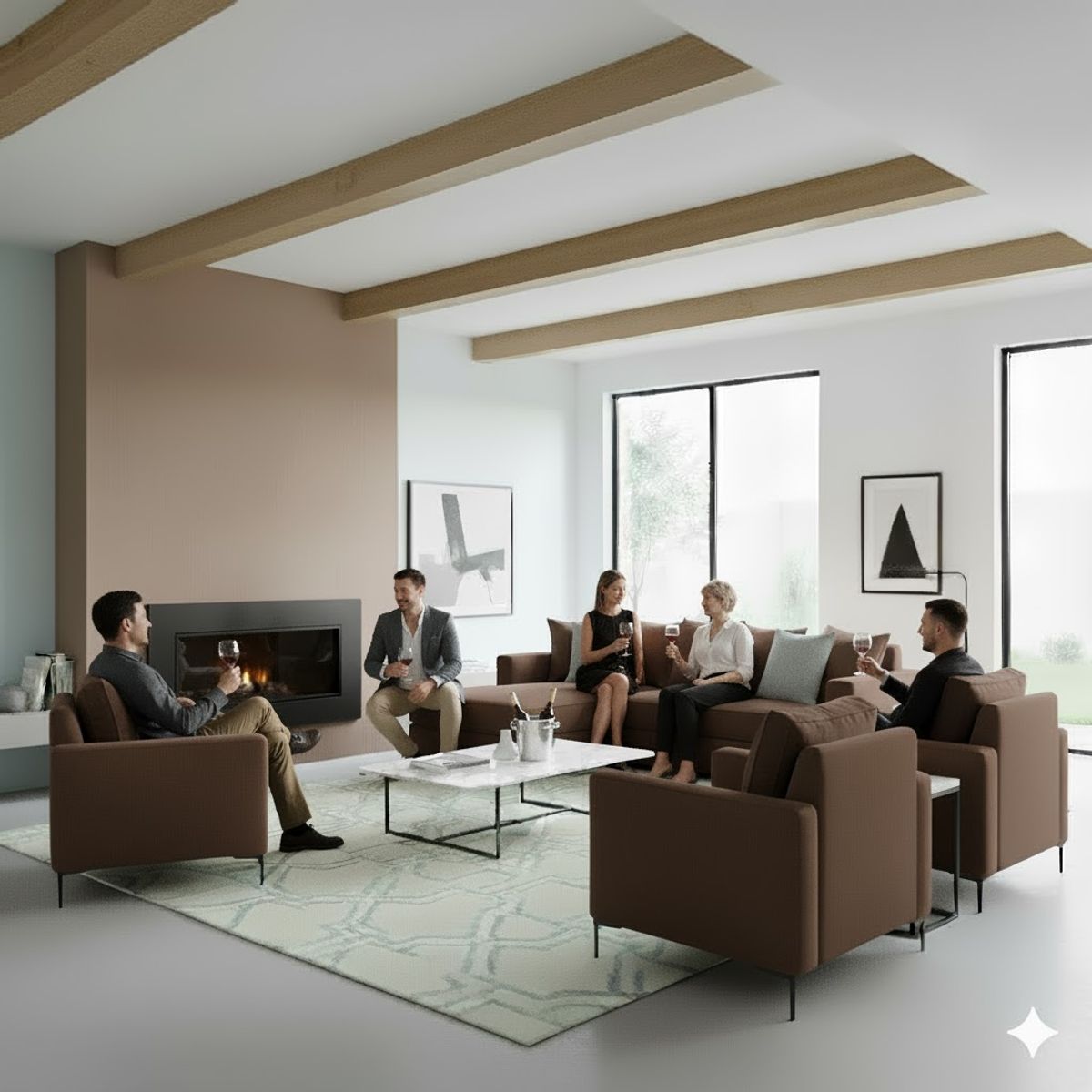 SITIAL HOME - Living 311 Emirato Cafe Seccional Multi lado + 3 poltronas resortes