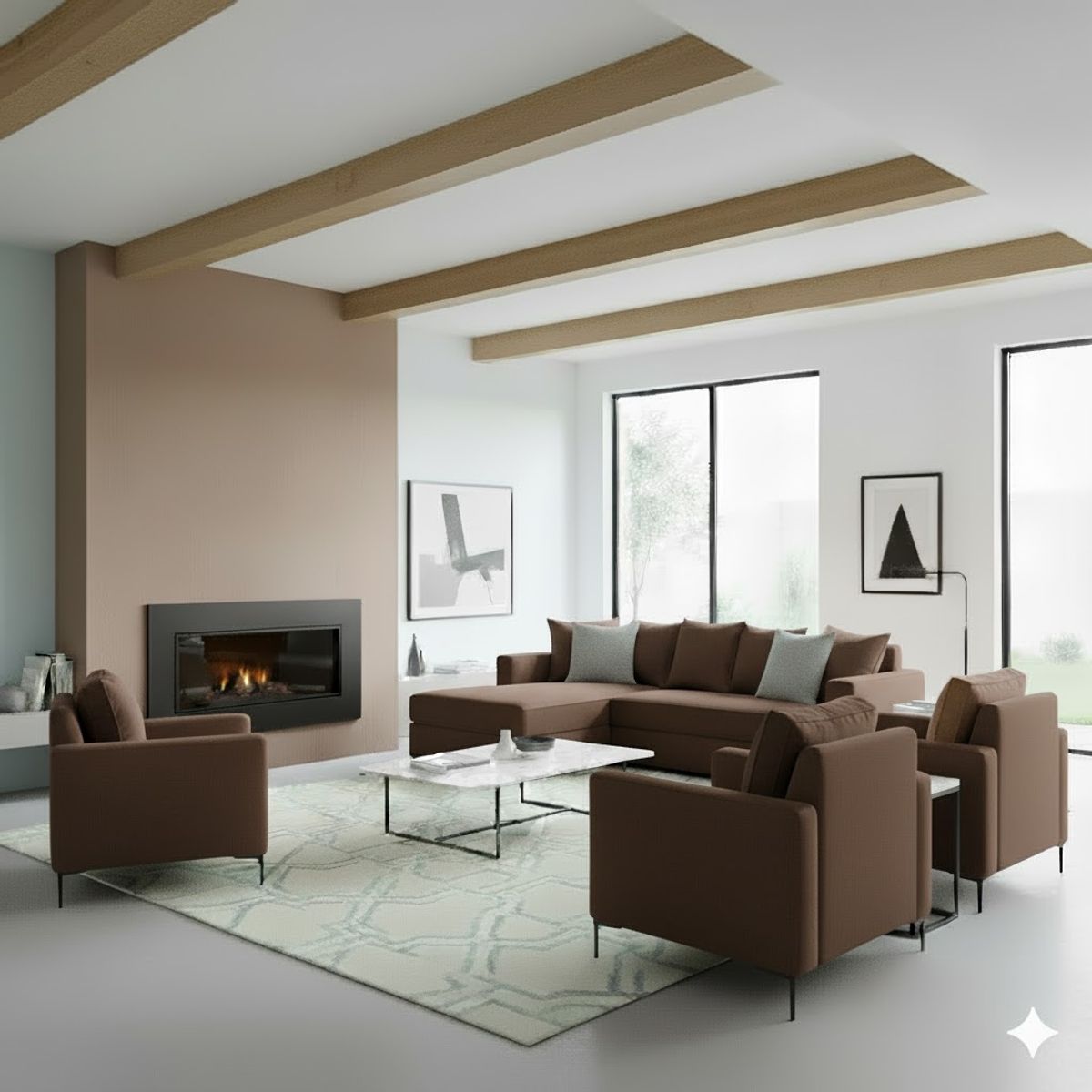 SITIAL HOME - Living 311 Emirato Cafe Seccional Multi lado + 3 poltronas resortes