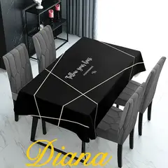 DIANA - MANTEL RECTANGULAR ANTIMANCHA CON DISEÑO NEGRO LINEA BLANCA 140X200CM