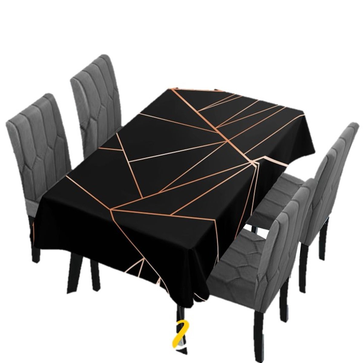 DIANA - MANTEL RECTANGULAR ANTIMANCHA CON DISEÑO NEGRO LINEA 140X200CM