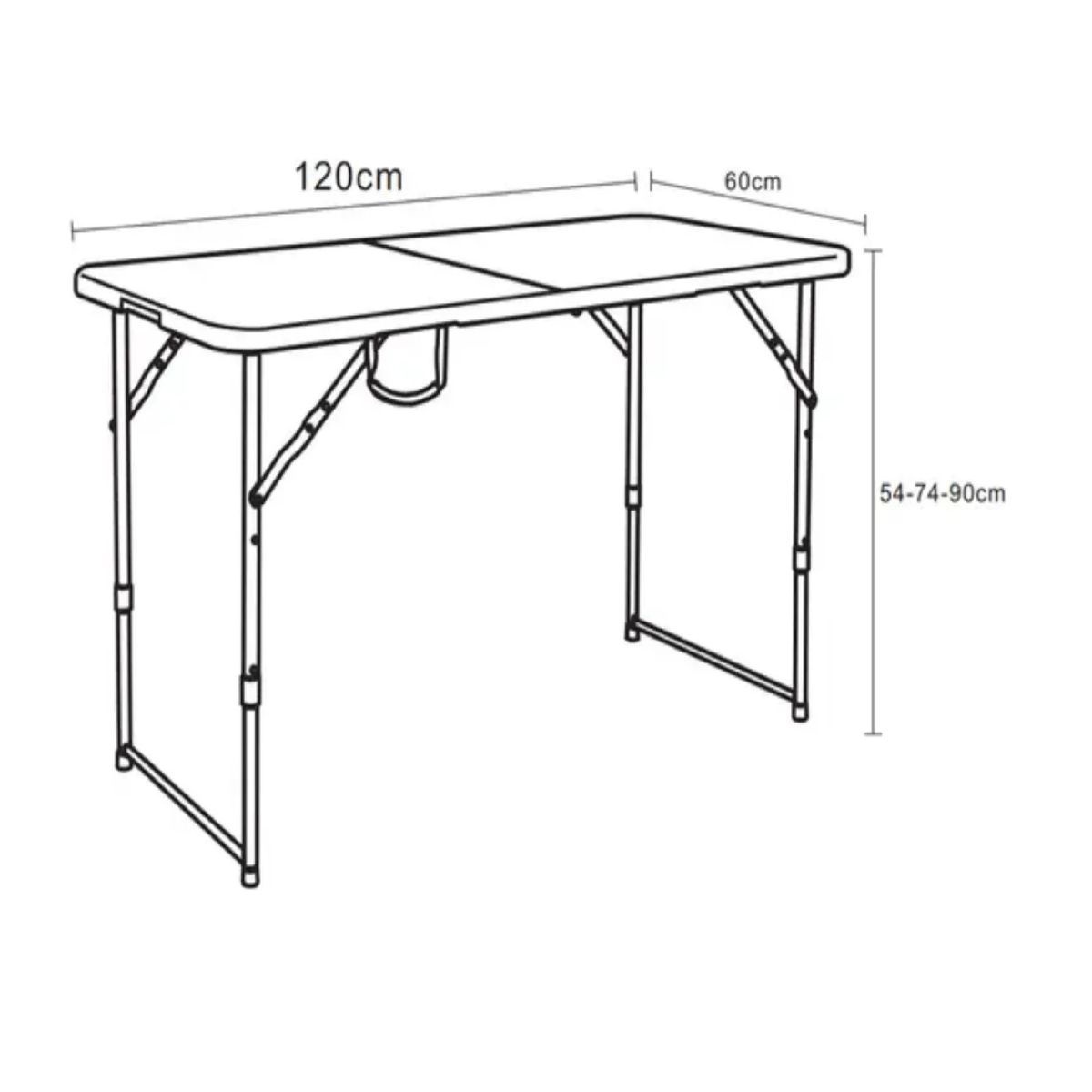 ALPES - Mesa Plegable Rectangular 120cm Camping Blanca Marca Alpes
