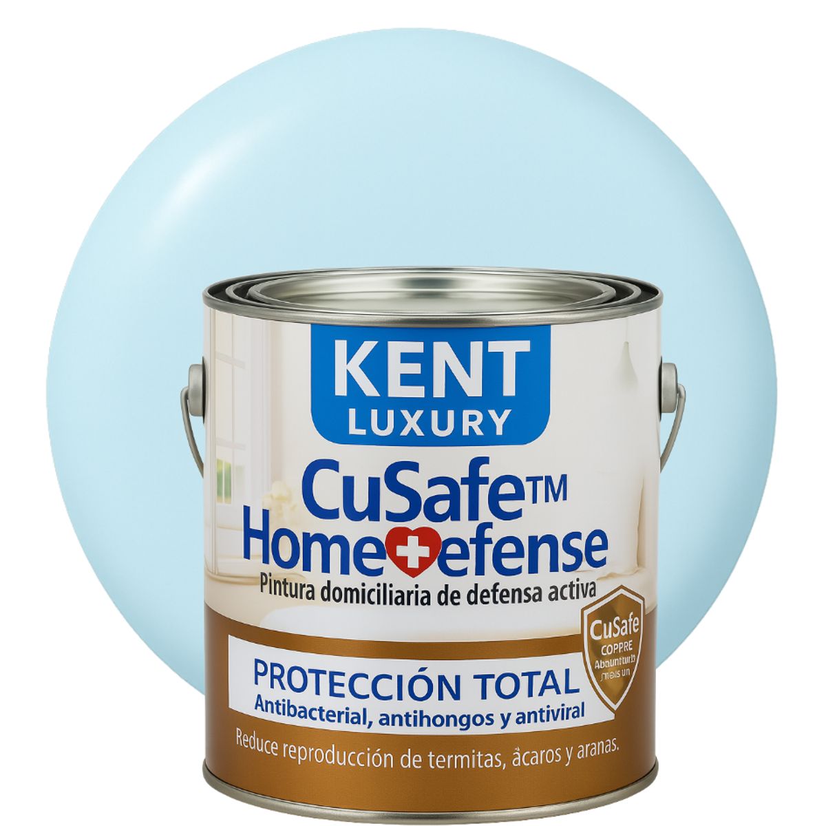 KENT - ESMALTE AGUA - CuSafe™ Home Defense Antibacterial - 4L CELESTE NUBE