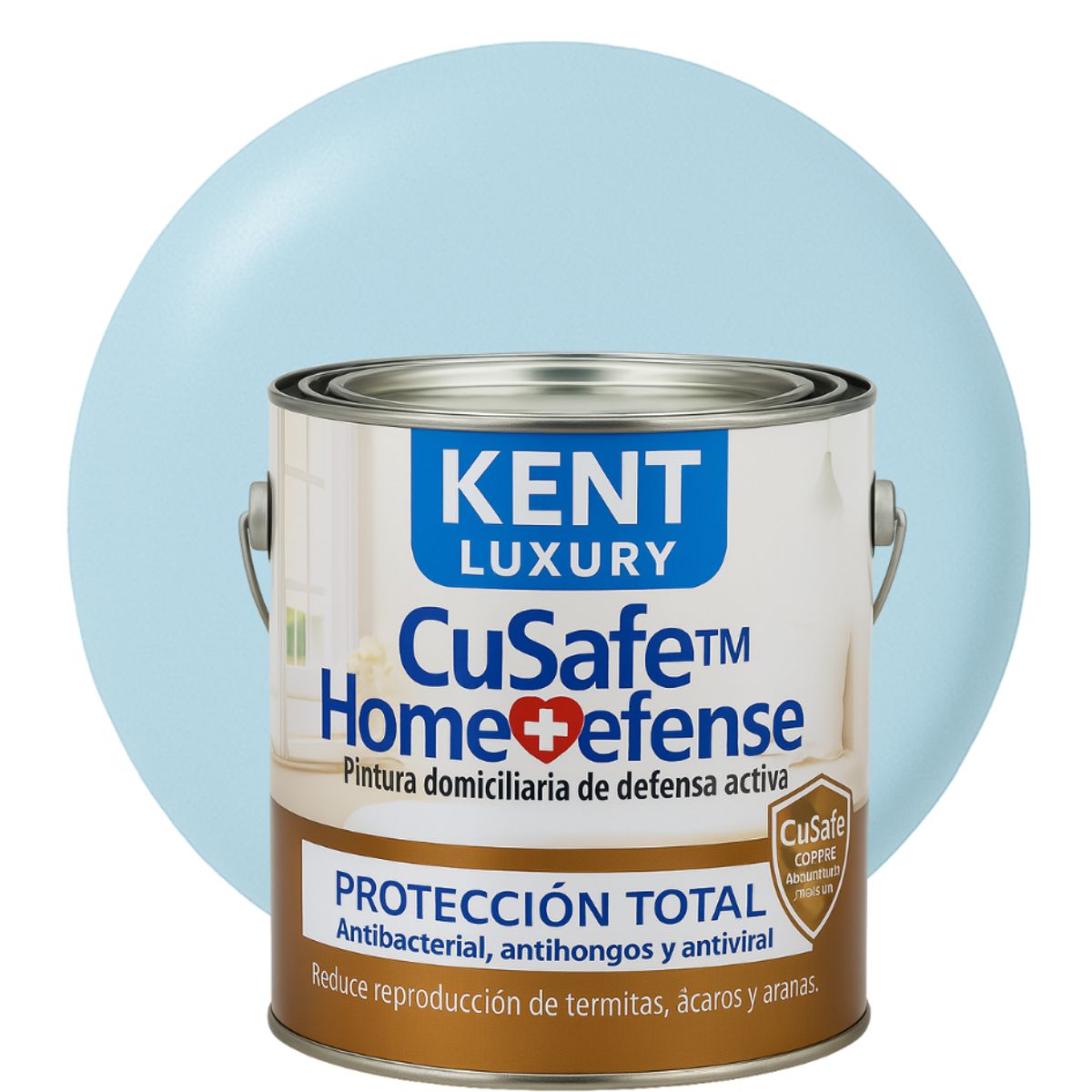 KENT - ESMALTE AGUA - CuSafe™ Home Defense Antibacterial - 4L CELESTE PASTEL