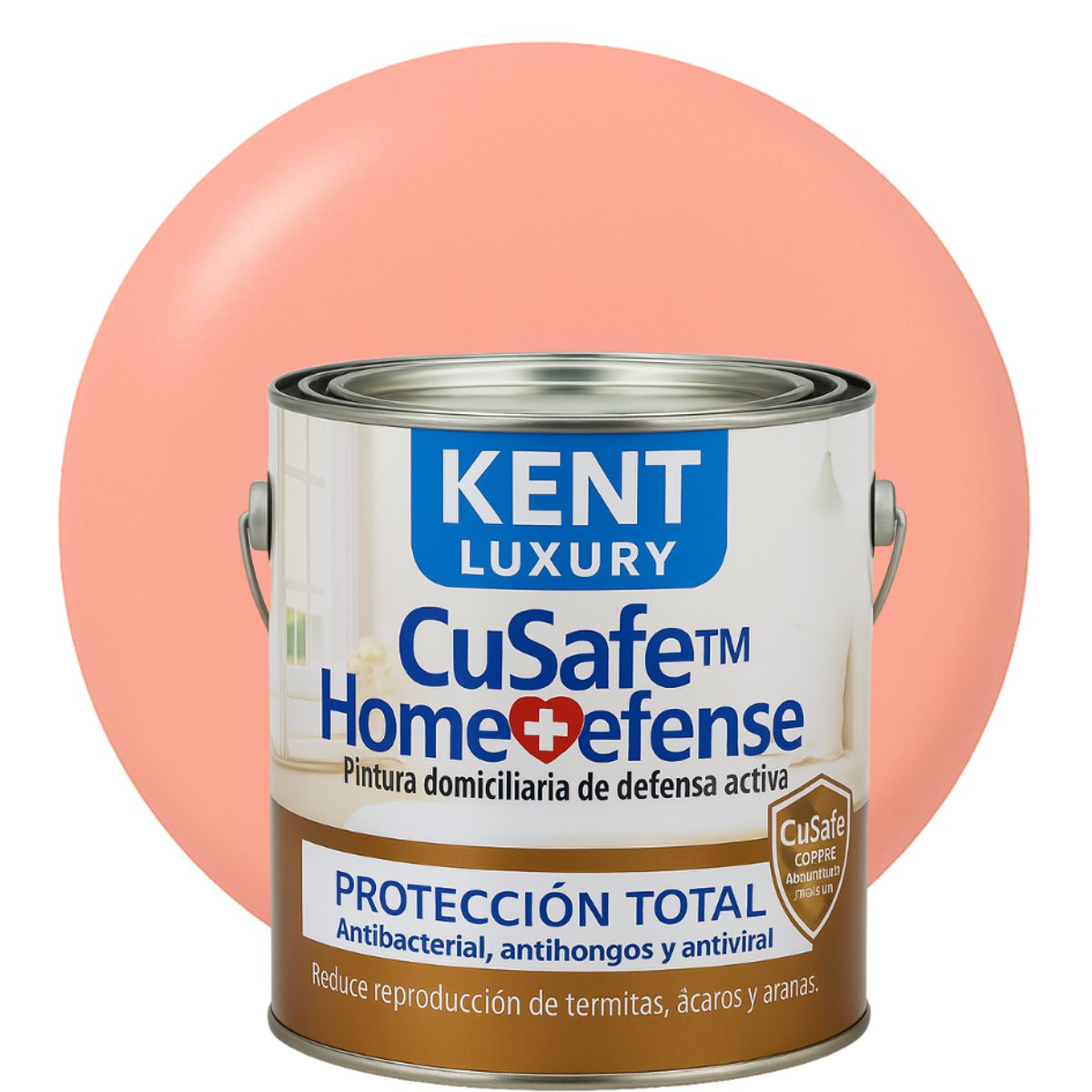 KENT - ESMALTE AGUA - CuSafe™ Home Defense Antibacterial - 4L CORAL CLARO