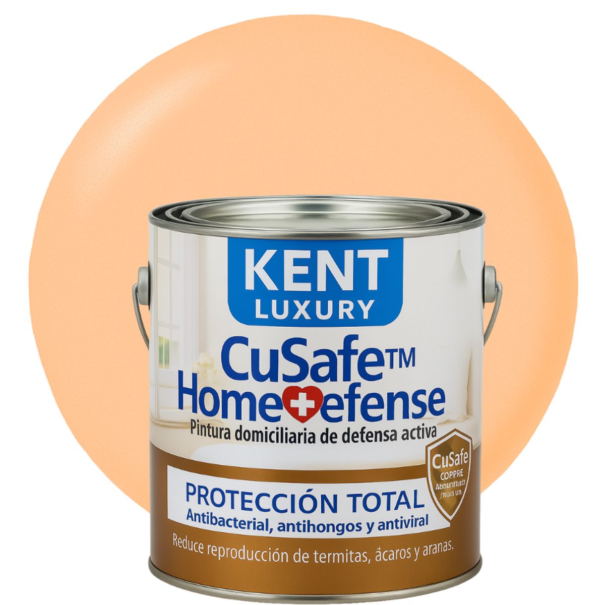 KENT - ESMALTE AGUA - CuSafe™ Home Defense Antibacterial - 4L MELÓN CLARO