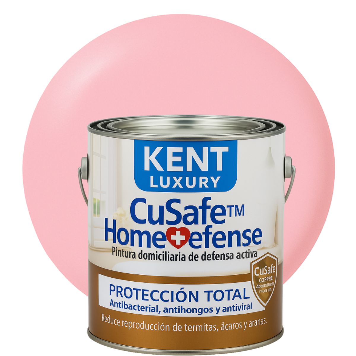 KENT - ESMALTE AGUA - CuSafe™ Home Defense Antibacterial - 4L ROSA TÉ