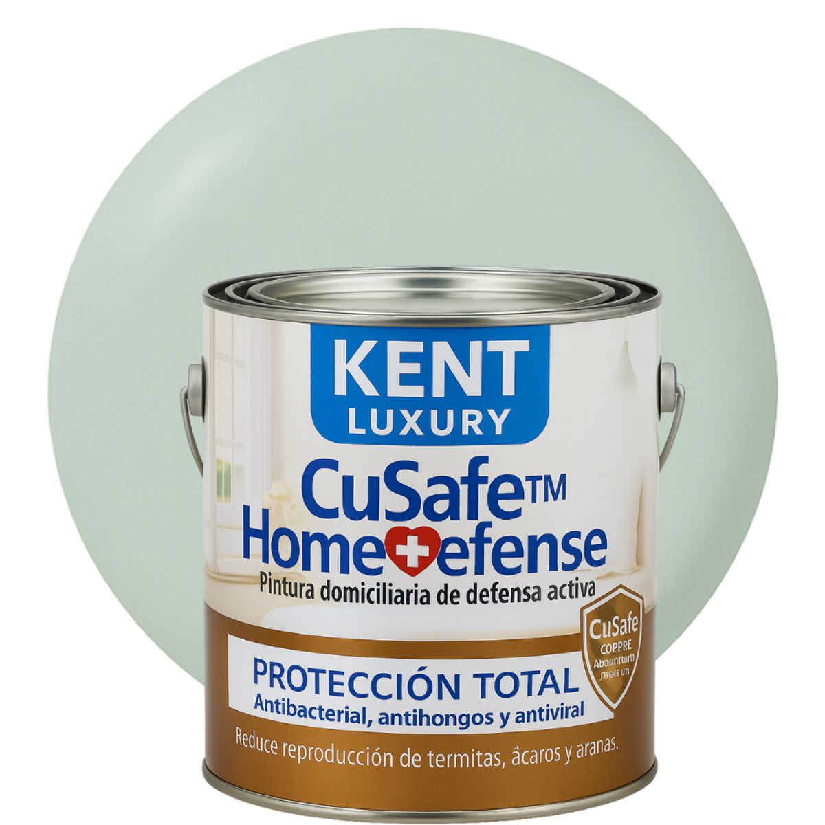 KENT - ESMALTE AGUA - CuSafe™ Home Defense Antibacterial - 4L VERDE AGUA
