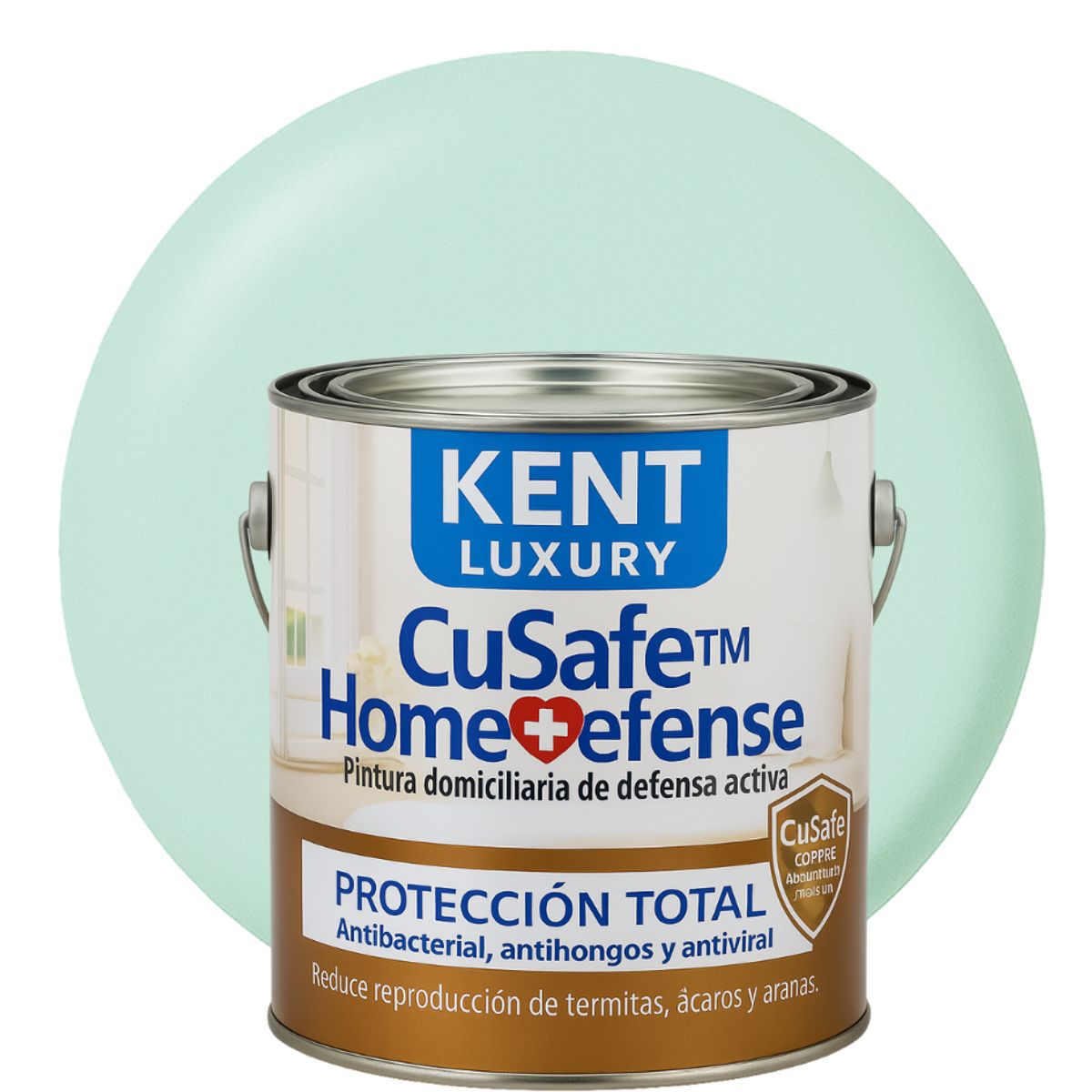 KENT - ESMALTE AGUA - CuSafe™ Home Defense Antibacterial - 4L VERDE HIELO