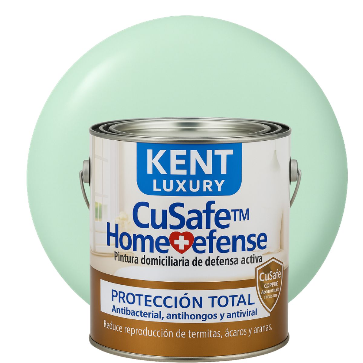 KENT - ESMALTE AGUA - CuSafe™ Home Defense Antibacterial - 4L VERDE MENTA