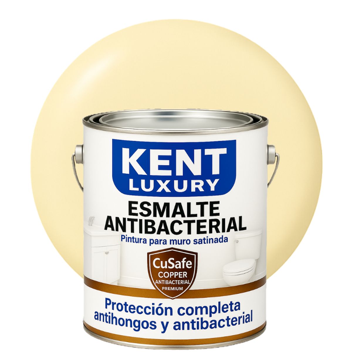 KENT - ESMALTE AGUA SATINADO- Antibacterial - 4L AMARILLO VAINILLA