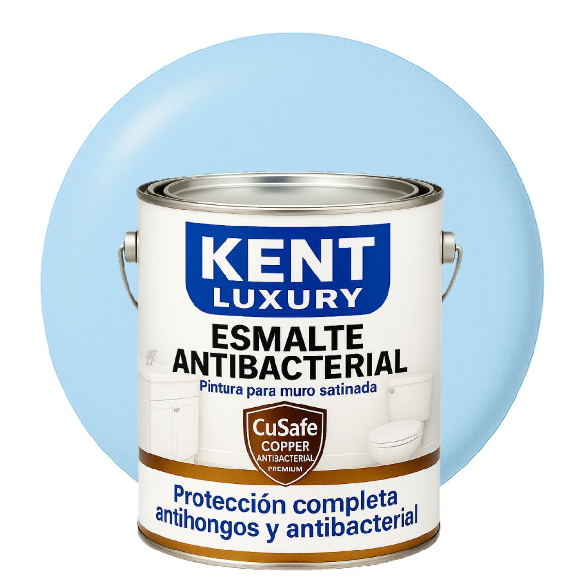KENT - ESMALTE AGUA SATINADO- Antibacterial - 4L AZUL BEBÉ