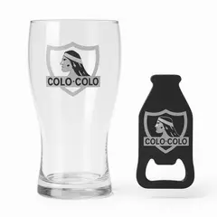 1109 - Set Vaso y Destapador Colo Colo Oficial Regalo Hincha
