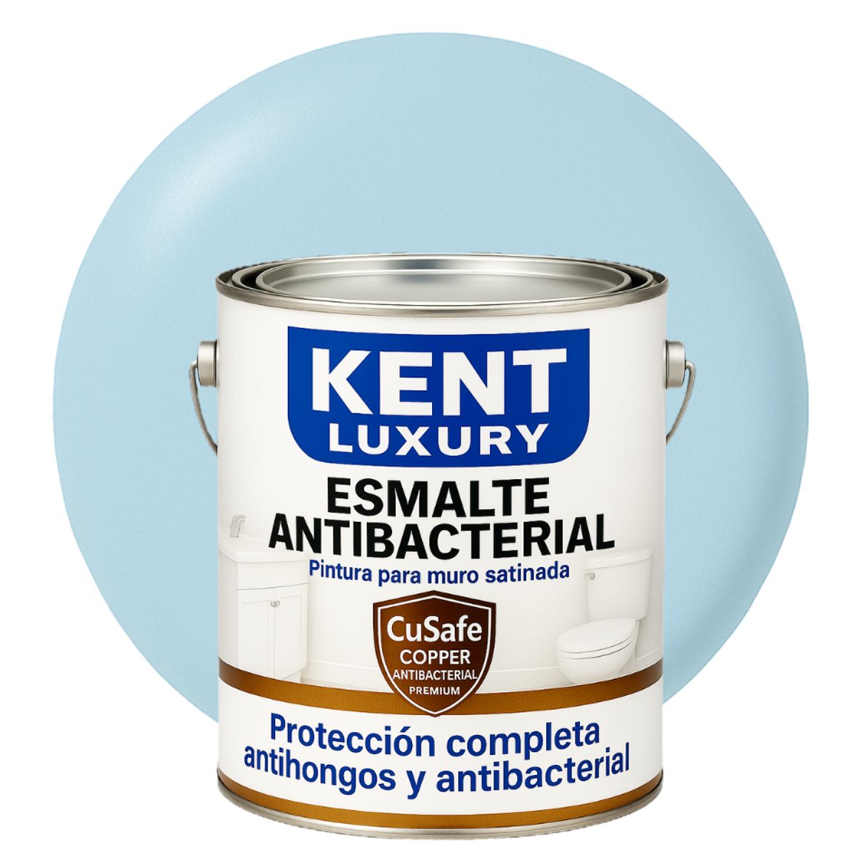 KENT - ESMALTE AGUA SATINADO- Antibacterial - 4L CELESTE PASTEL