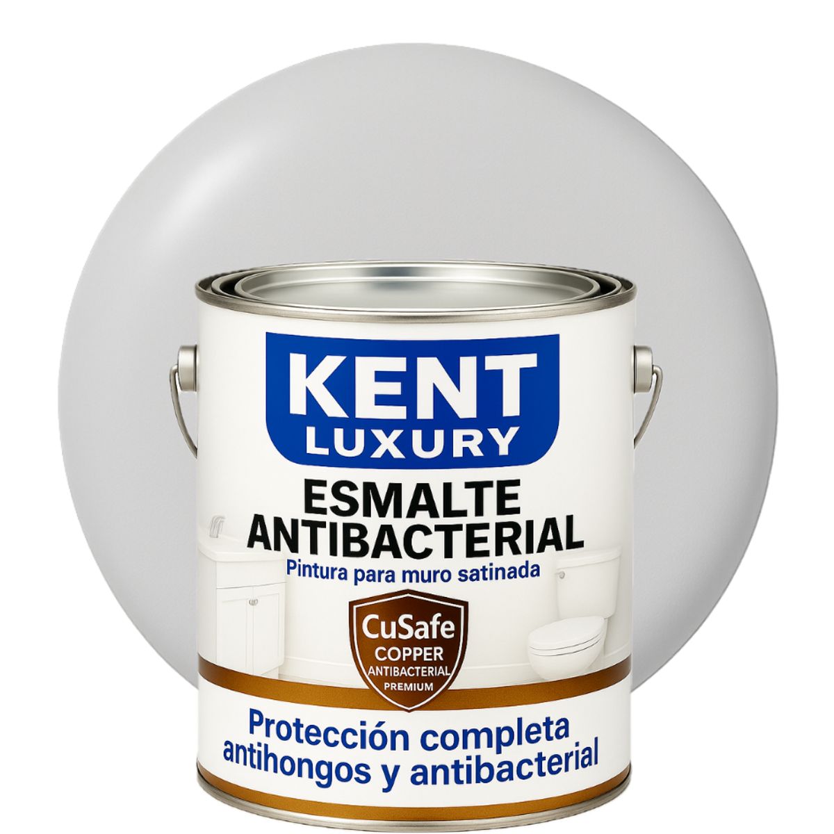 KENT - ESMALTE AGUA SATINADO- Antibacterial - 4L GRIS NIEBLA