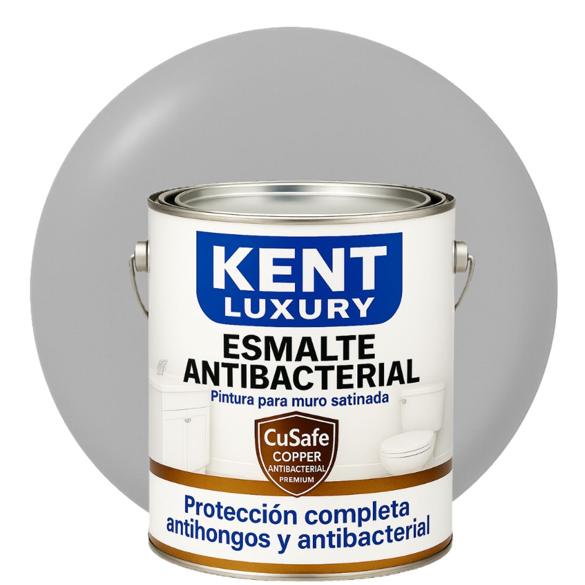 KENT - ESMALTE AGUA SATINADO- Antibacterial - 4L GRIS PERLA