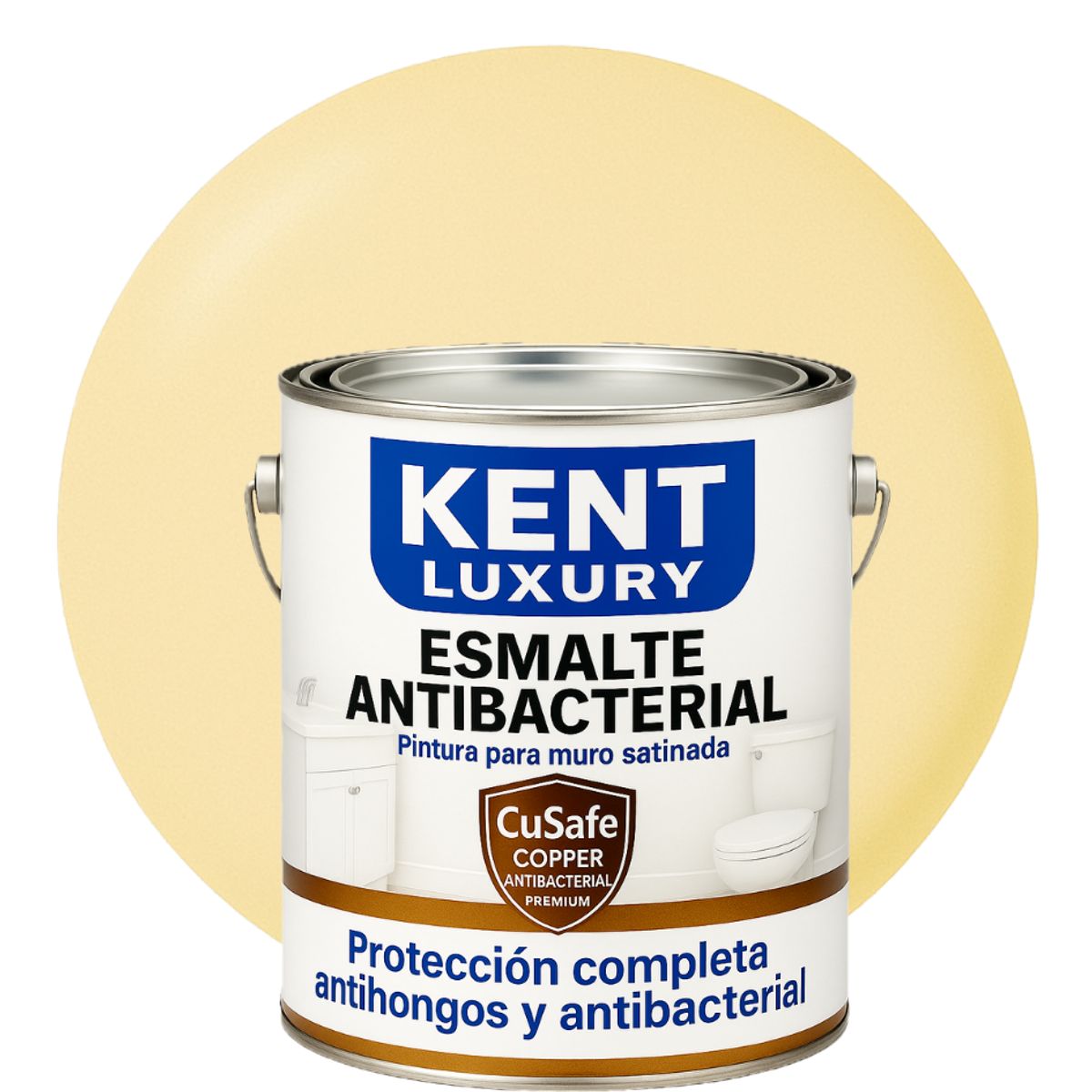 KENT - ESMALTE AGUA SATINADO- Antibacterial - 4L MAÍZ DULCE