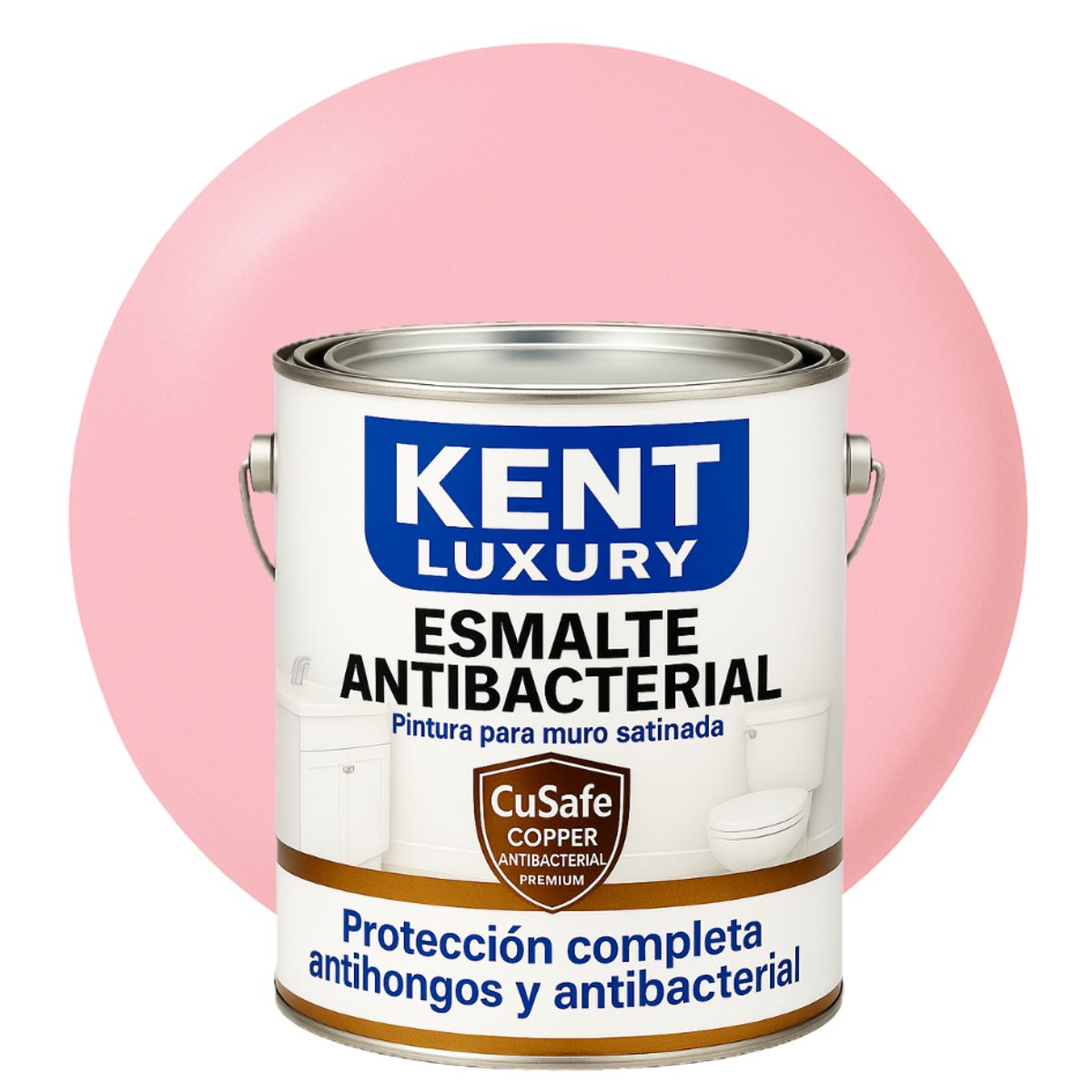 KENT - ESMALTE AGUA SATINADO- Antibacterial - 4L ROSA TÉ