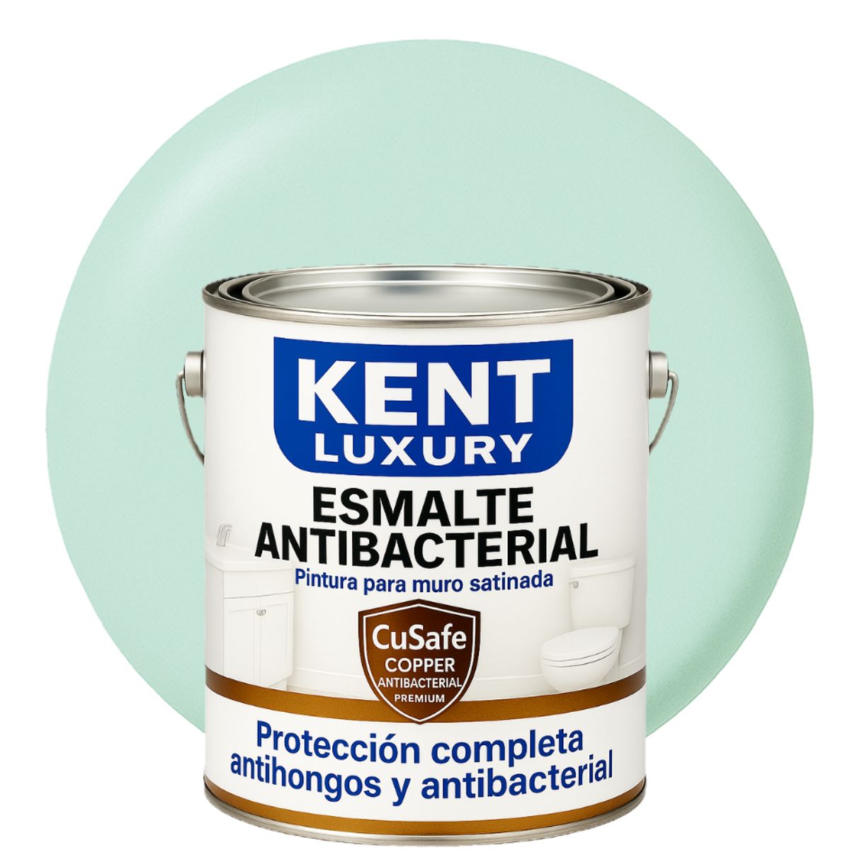 KENT - ESMALTE AGUA SATINADO- Antibacterial - 4L VERDE HIELO