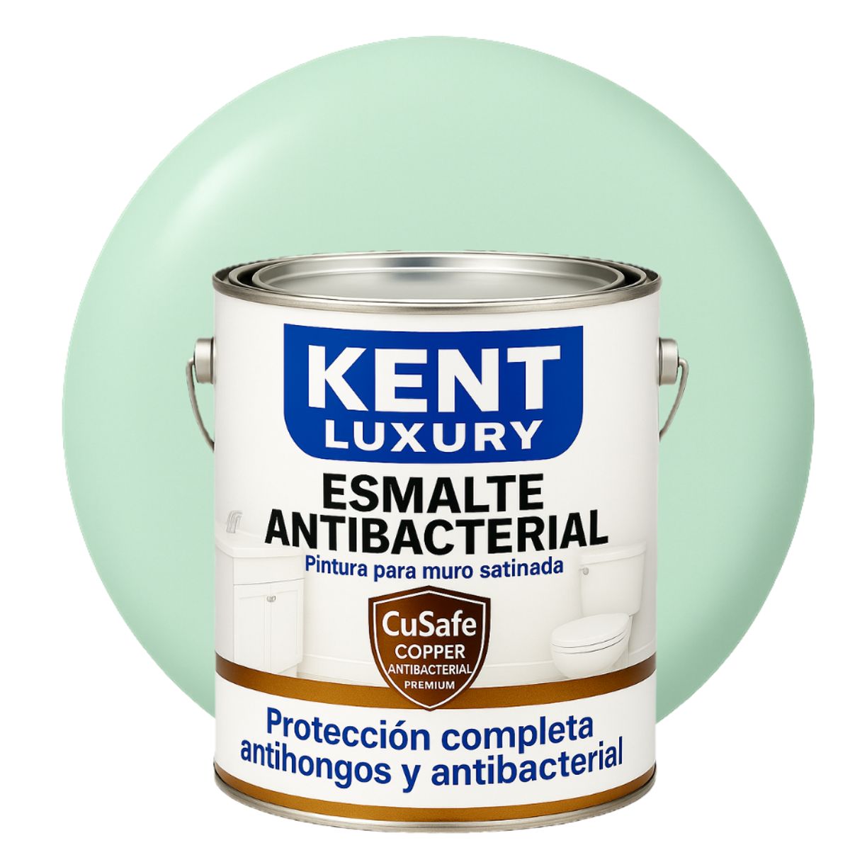 KENT - ESMALTE AGUA SATINADO- Antibacterial - 4L VERDE MENTA