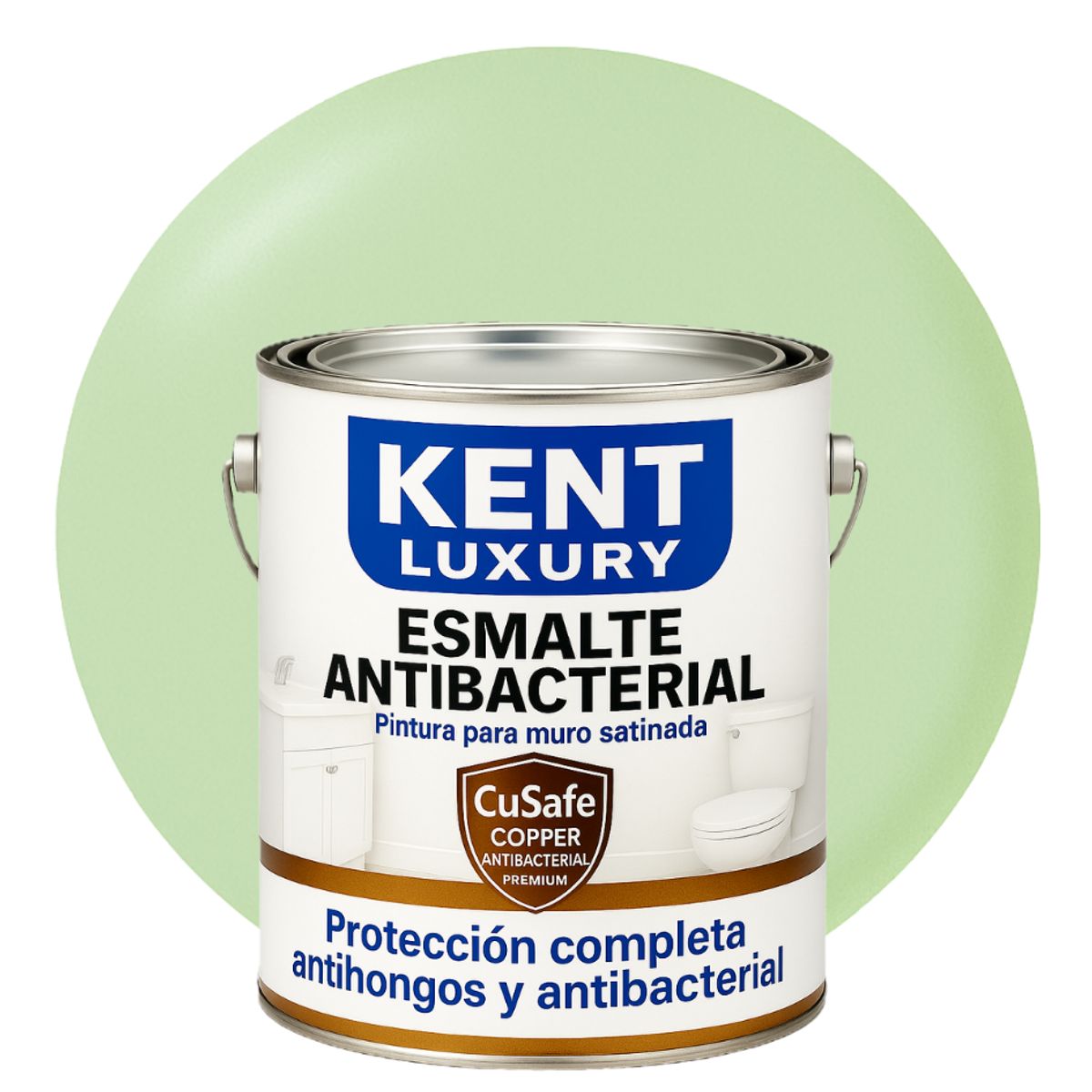 KENT - ESMALTE AGUA SATINADO- Antibacterial - 4L VERDE PISTACHO CLARO