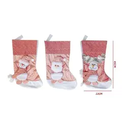 GENERICO - BOLSA DE NAVIDAD BOTA ROSADA 22X45CM