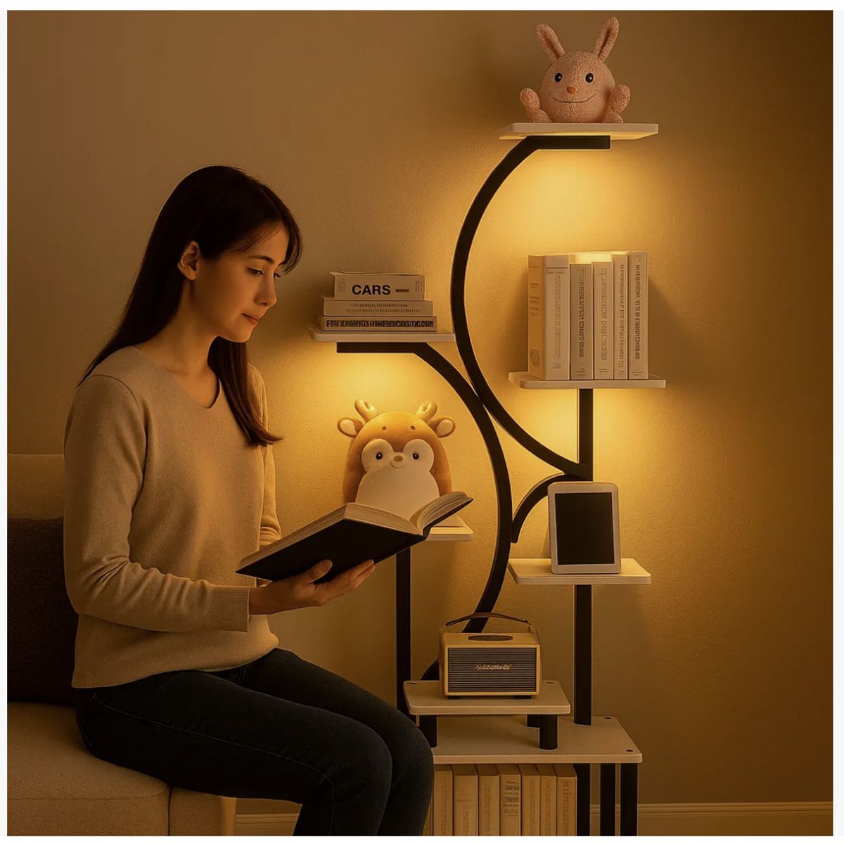 HOMER DESIGN - Organizador Repisa Decalacion Estante Planta Librero Con Luz