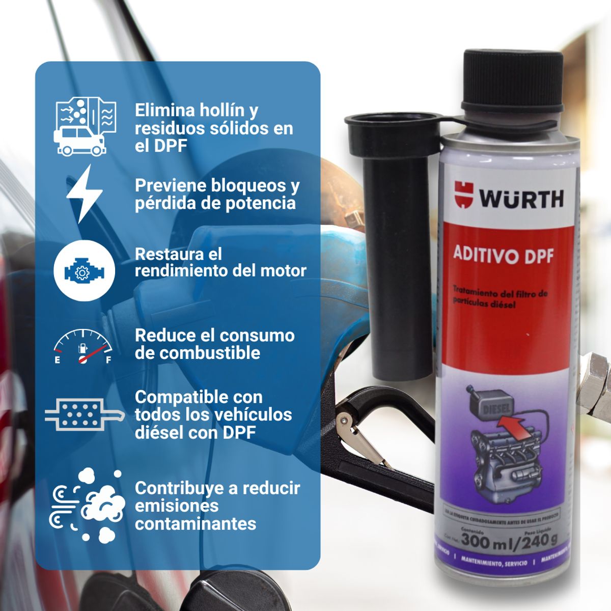 WURTH - Tratamiento Filtro de Particulas Diesel 300ml WÜRTH