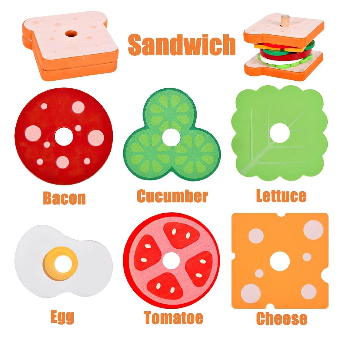 GENERICO - Sándwich De Madera Juguete Montessori Didáctico