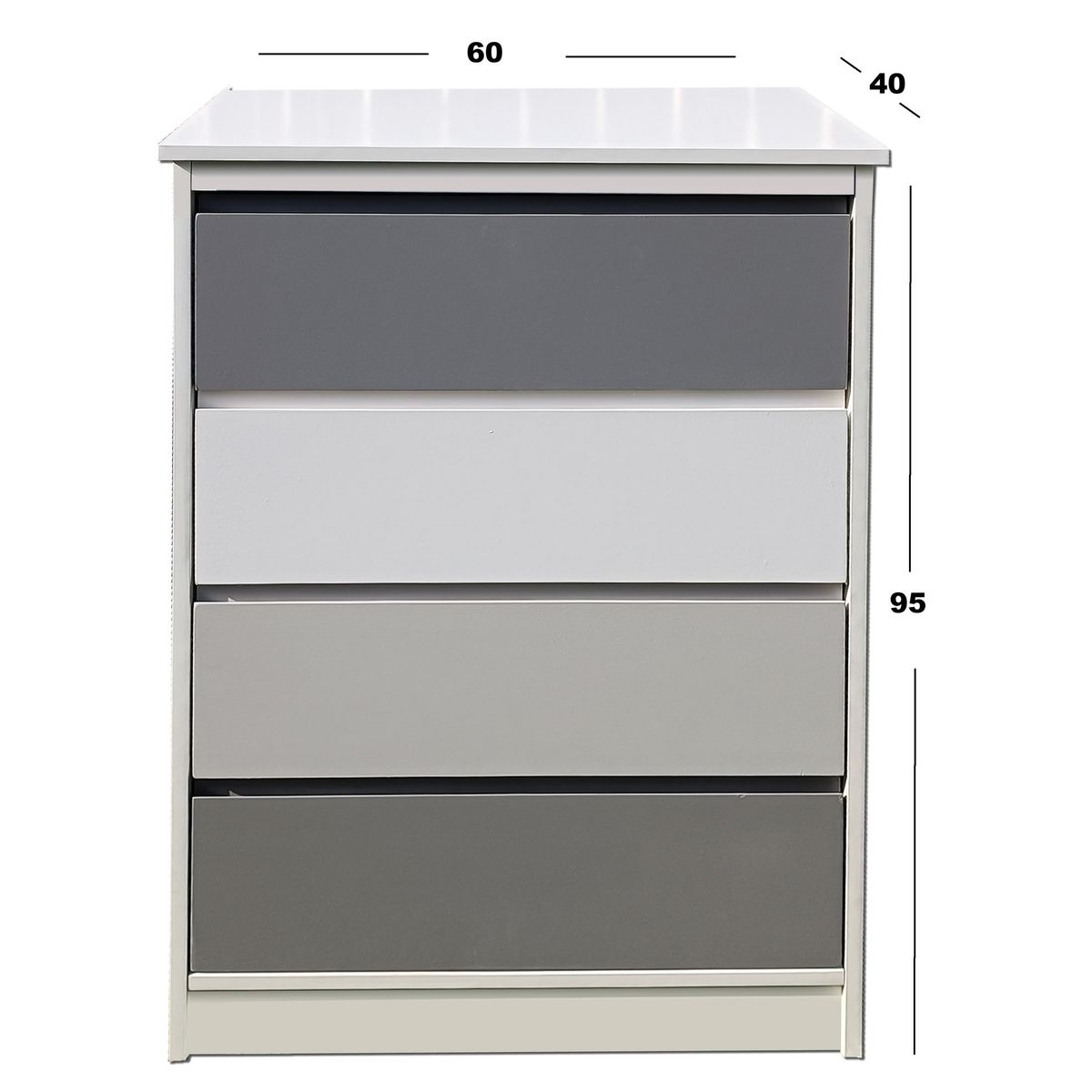 DECORACION CREATIVA - Cajonera Gris Grafito 4 cajones Minimal