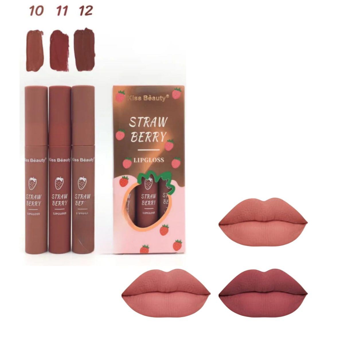 GENERICO - LIPGLOSS Brillo Labial Kiss Beauty 3 Unidades