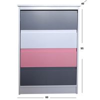 Cajonera Grafito Rosado 4 cajones Minimal