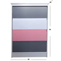 DECORACION CREATIVA - Cajonera Grafito Rosado 4 cajones Minimal