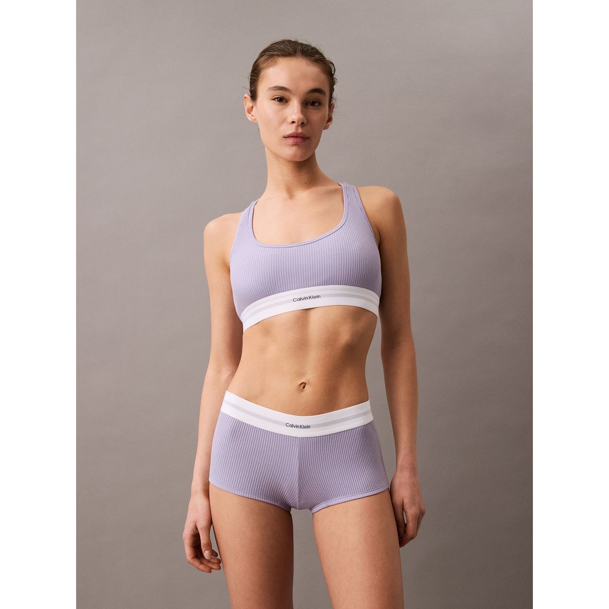 CALVIN KLEIN - Calzón Boyshort Cotton Modal Rib Morado Calvin Klein